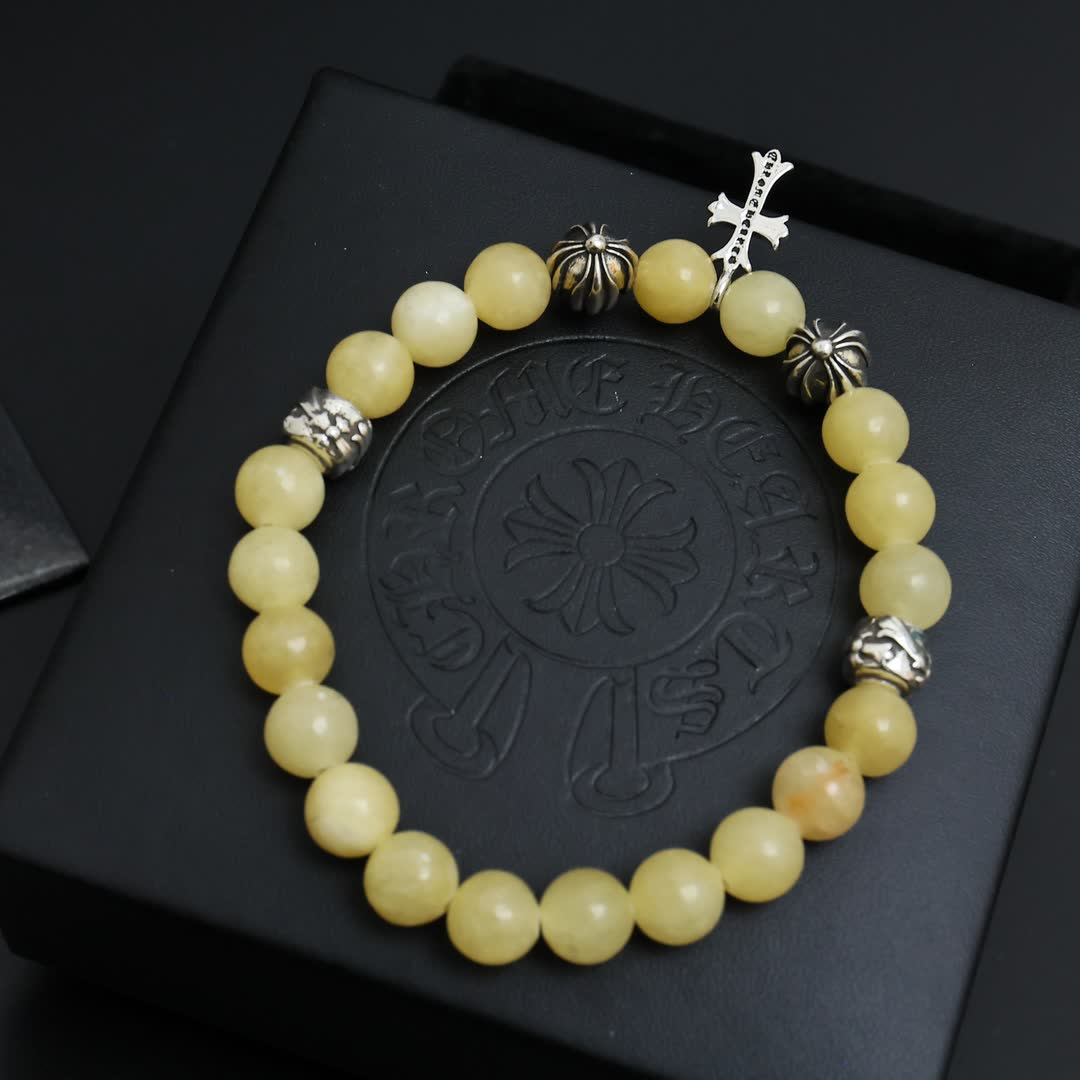Chrome Hearts Silver Cross Charm Bracelet